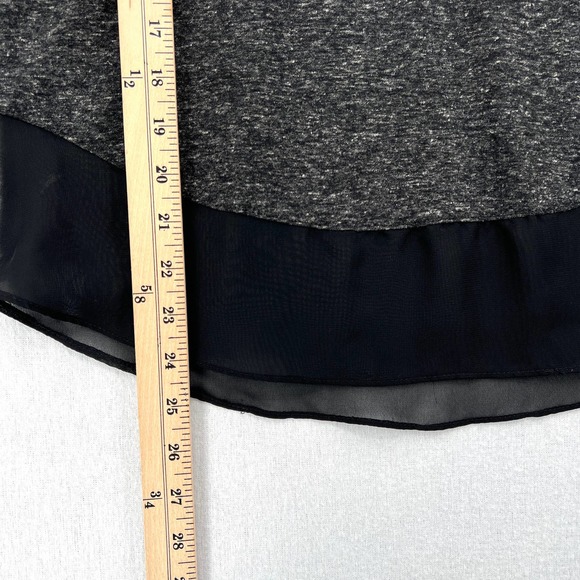 LNA Shirt Womens XS Gray Marl Black Scoop Back Sheer Panel Long Sleeve Top Tee - Picture 13 of 13